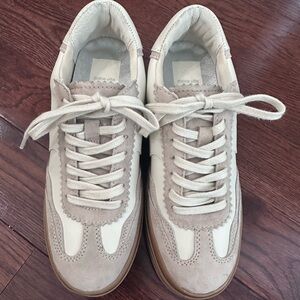 Dolce Vita NOTICE X Cream and Tan Lace-Up Sneakers